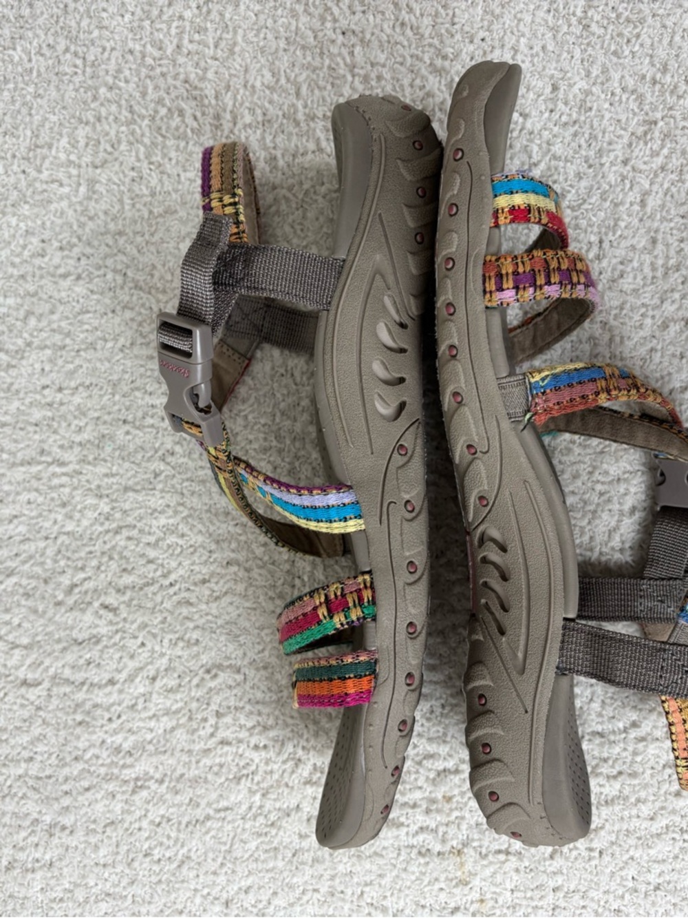 Skechers Sandals Womens 11 Reggae Sew Me in Taupe Multi Open Toe Comfort Walking - Picture 3 of 11